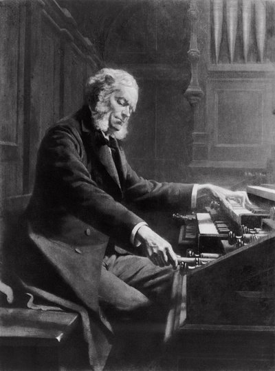 Cesar Franck en el órgano de la Basílica de Santa Clotilde, París, 1885 de Jeanne Rongier