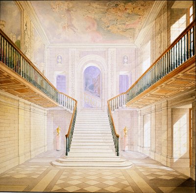 Diseño para una escalera en el Salón Pintado, Chatsworth de Jeffry Wyatville