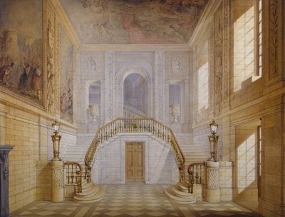 Diseño para una escalera en el Salón Pintado, Chatsworth de Jeffry Wyatville