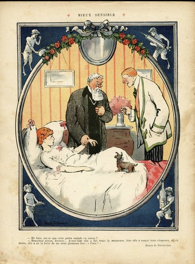Ilustración de Jehan Testevuide (1873-1924) en Le Lire, no. 375, 09/04/10 - Mejor sensible - Médico de Jehan Testevuide