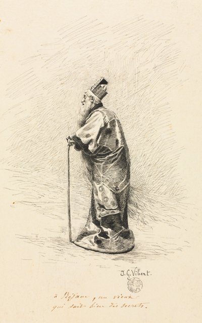 Estudio para el Mago en Conte de Fée Historia de un Hada, 1800s de Jehan Georges Vibert