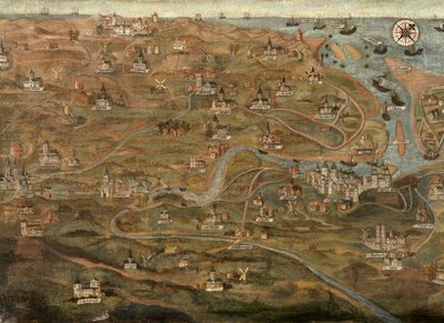 Mapa de la zona de Zwin (óleo sobre lienzo) de Jehan de Hervy
