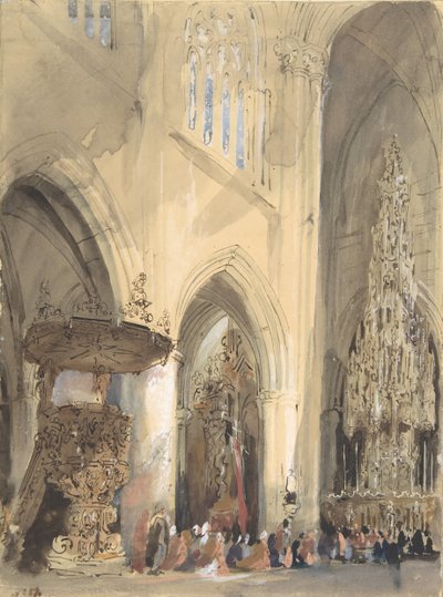Interior de la Iglesia de St. Jacques, Lovaina, 1807-54 de Jenaro Pérez Villaamil