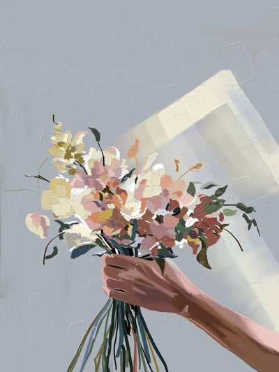 Mano con flores de pastel de Jenna Alheit