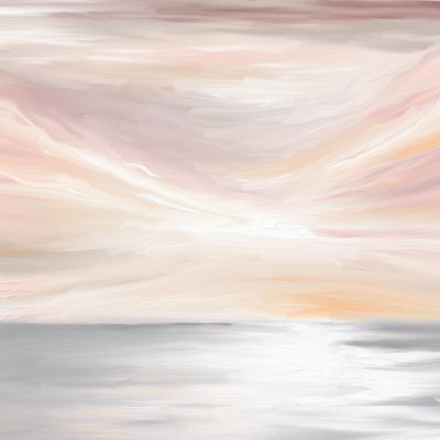 Tranquilo paisaje en tonos pastel con vistas al mar de Jenna Alheit