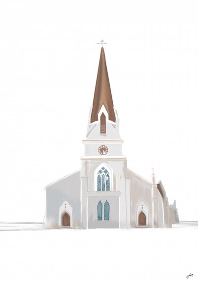 Campanario de la iglesia blanca de Jenna Alheit