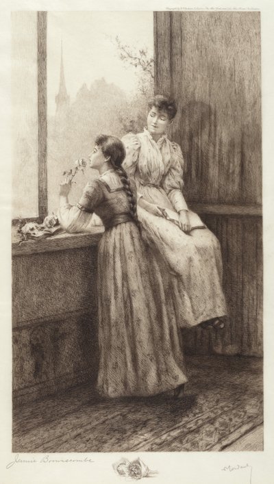 Sin título (Dos chicas en una ventana) de Jennie Augusta Brownscombe