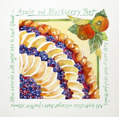 Tarta de manzana y moras, 2014 (acuarela) de Jennifer Abbott