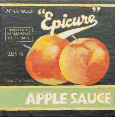 Etiqueta de lata de puré de manzana Epicure (acrílico) de Jennifer Abbott