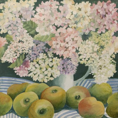 Hortensias y manzanas para cocinar (acrílico) de Jennifer Abbott