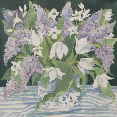Lilas y tulipanes (acrílico) de Jennifer Abbott