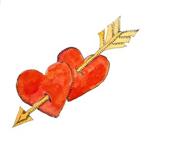 Dos corazones - flecha, 2011 (acuarela) de Jennifer Abbott