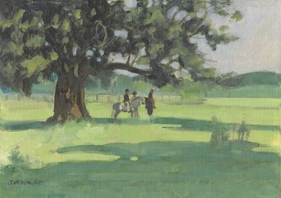 Ponis bajo el árbol (óleo sobre lienzo) de Jennifer Wright