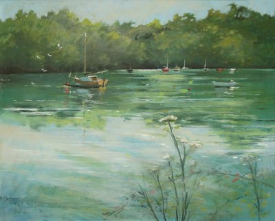 Salcombe Batson Creek (óleo sobre lienzo) de Jennifer Wright