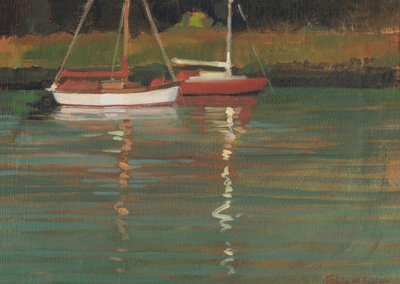 Reflejos de yate (óleo sobre lienzo) de Jennifer Wright