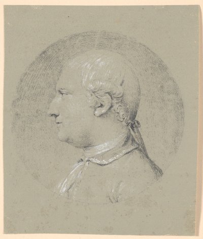 Retrato de hombre, inscrito en un círculo, perfil hacia la izquierda de Jens Juel