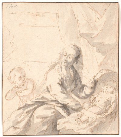 María con el niño Jesús en la cuna y Juan de Jens Juel