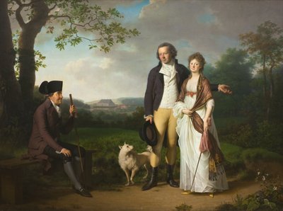Niels Ryberg con su hijo Johan Christian y su nuera Engelke, de soltera Falbe de Jens Juel