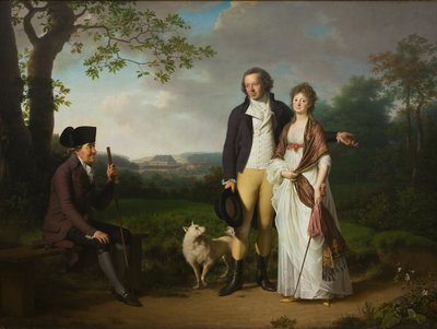 Niels Ryberg con su hijo Johan Christian y su nuera Engelke, de soltera Falbe, 1797 de Jens Juel