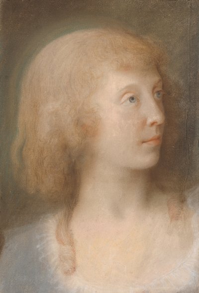 Retrato de Anna Barbara Damkier, tres cuartos de perfil hacia la izquierda de Jens Juel