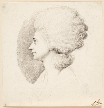 La actriz Mme. Frydendahl, nacida Møller. Perfil hacia la izquierda de Jens Juel