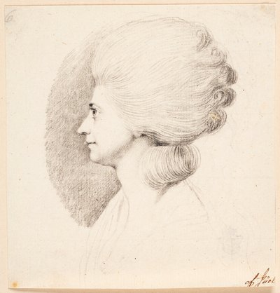La actriz Mme. Frydendahl, nacida Møller. Perfil hacia la izquierda de Jens Juel