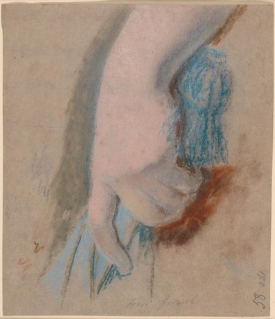Estudio para el retrato de la familia Ryberg; la mano izquierda de la señora Ryberg sosteniendo una sombrilla azul de Jens Juel
