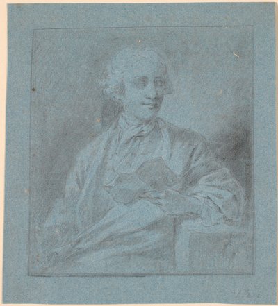 Estudio para un retrato de un joven sentado con un papel en la mano. Medio cuerpo de frente de Jens Juel