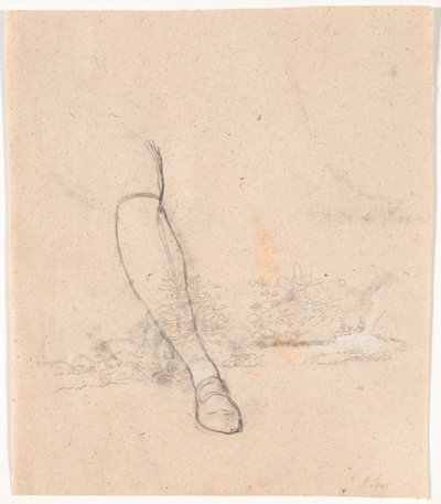 Estudios de plantas junto a un arroyo y pierna derecha para el retrato del embajador Jean-Armand Tronchin sentado al aire libre de Jens Juel