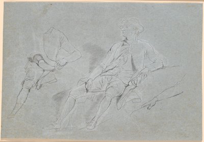 Boceto para un retrato de figura completa de un caballero, sentado al aire libre de Jens Juel