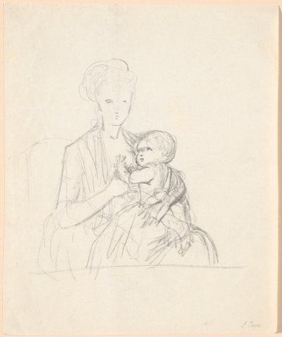 Boceto del retrato de la condesa Sophie Magdalene Raben, nacida von Qualen, con su hijo mayor, nacido en 1784 de Jens Juel