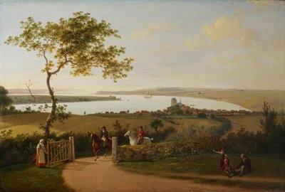 Vista del Pequeño Belt desde una colina cerca de Middelfart de Jens Juel