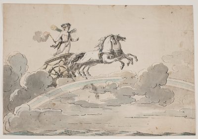 Amor (Eros) conduciendo un carro sobre el arco iris de Jens Petersen Lund