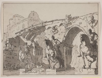 Puente fantástico con estatuas ecuestres de Jens Petersen Lund