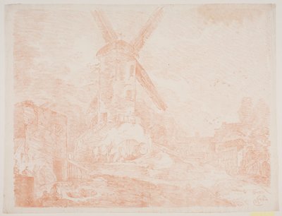 Paisaje italiano con molino de viento de Jens Petersen Lund