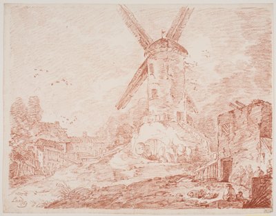 Paisaje italiano con molino de viento de Jens Petersen Lund