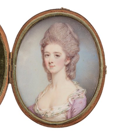 Retrato en miniatura de una dama (acuarela y color sobre marfil) de Jeremiah Meyer