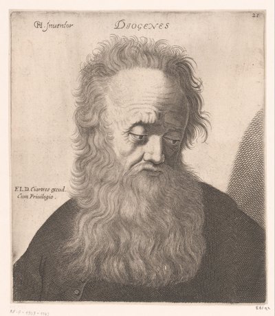 Retrato de Diógenes de Sinope Diógenes (título sobre objeto) Bustos de filósofos y reyes (título de serie) de Jerôme David (attributed to)