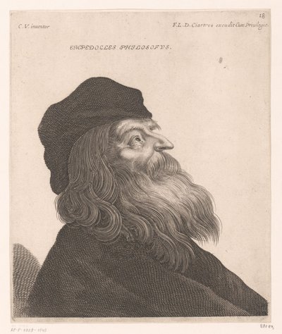 Retrato de Empédocles Empédocles philosophus. (título en el objeto) Bustos de filósofos y reyes (título de serie) de Jerôme David (attributed to)