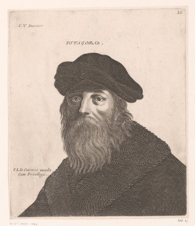 Retrato de Pitágoras Pitágoras. (título en el objeto) Bustos de filósofos y reyes (título de serie) de Jerôme David (attributed to)