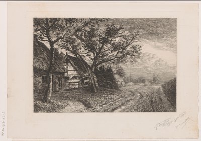 Paisaje con granjas y molino de Jerôme Tuyttens (signed by artist)