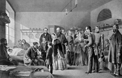 La Reina Victoria visitando a los heridos, 1850s, c1920 de Jerry Barrett