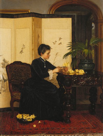 Dama haciendo ramilletes de prímulas de Jessica Hayllar