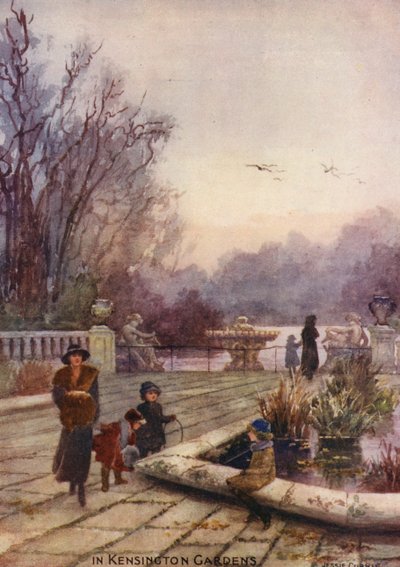 En los jardines de Kensington (litografía en color) de Jessie Currie