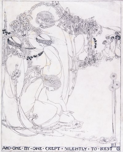 And One by One Crept Silently to Rest, c.1902-3 (pluma y tinta negra sobre vitela) de Jessie Marion King