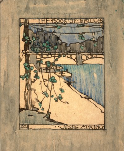 Frontispicio de "The Book of Bridges", c.1911 (acuarela y tinta sobre papel) de Jessie Marion King