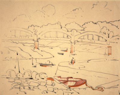 Ilustración para "The Book of Bridges", c.1911 (acuarela y tinta sobre papel) de Jessie Marion King