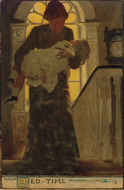 Bed-Time, c.1902 (carboncillo, acuarela y óleo sobre tabla) de Jessie Willcox Smith