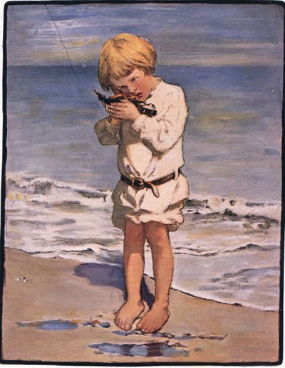 El descubrimiento de los chicos de Billy fue una gaviota, con un ala herida (litografía en color) de Jessie Willcox Smith