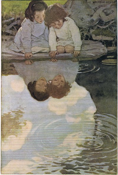 Niños mirando sus reflejos, de "A Child